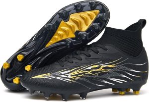 Football Cleats Men High Top Soccer Shoes FG Long Spikes Football Shoes Adult Lightweight Outdoor Professional Athletic Training