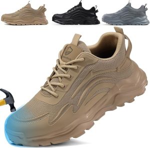 Steel Toe Tennis Shoes for Men Steel Toe Shoes for Men Women Lightweight Work Sneakers Comfortable Construction Safety Sneakers Indestructible Work Shoe Puncture Proof Tennis Shoe
